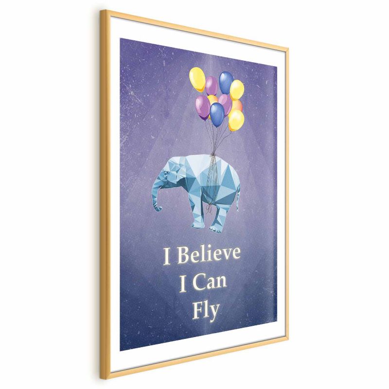 Plakat Artgeist Latający słoń 40x60 cm z ramą złotą 1 szt