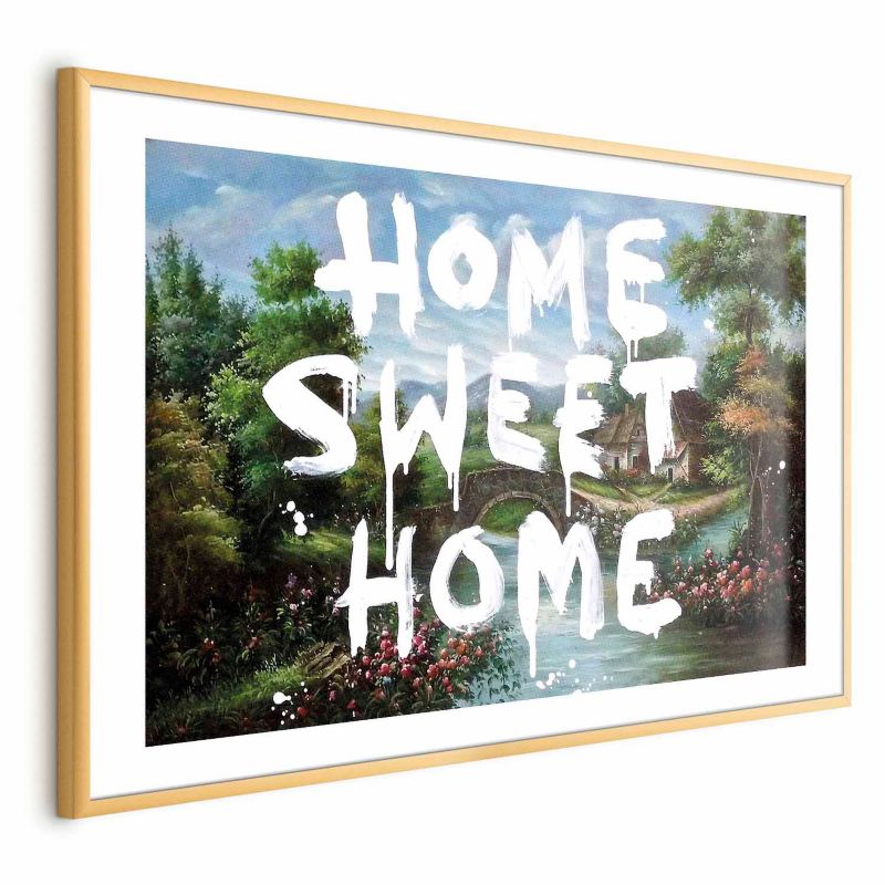 Plakat Artgeist Wymarzony dom 90x60 cm z ramą złotą z marginesem 1 szt