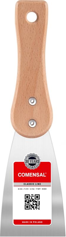 Szpachelka nierdzewna Comensal z drewnianym uchwytem 60 mm