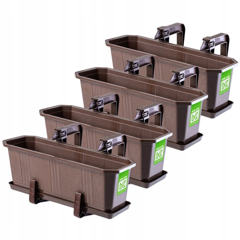 Skrzynka Balkonowa KADAX 4x 40cm Uchwyty Brązowa 4 szt.