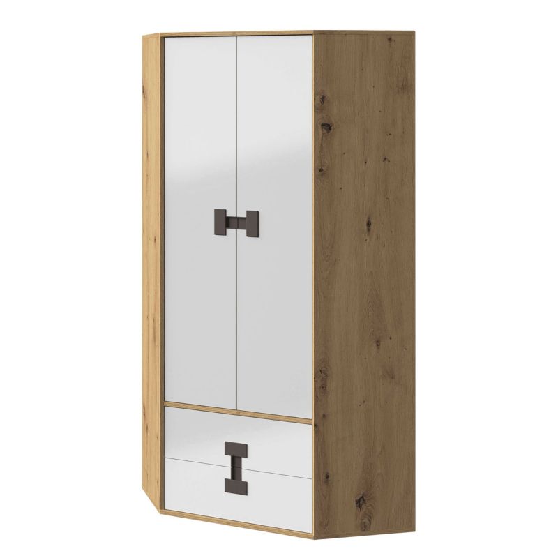 Szafa narożna MIRJAN 24 Index 02 dąb + biały połysk/czarny 1 szt.