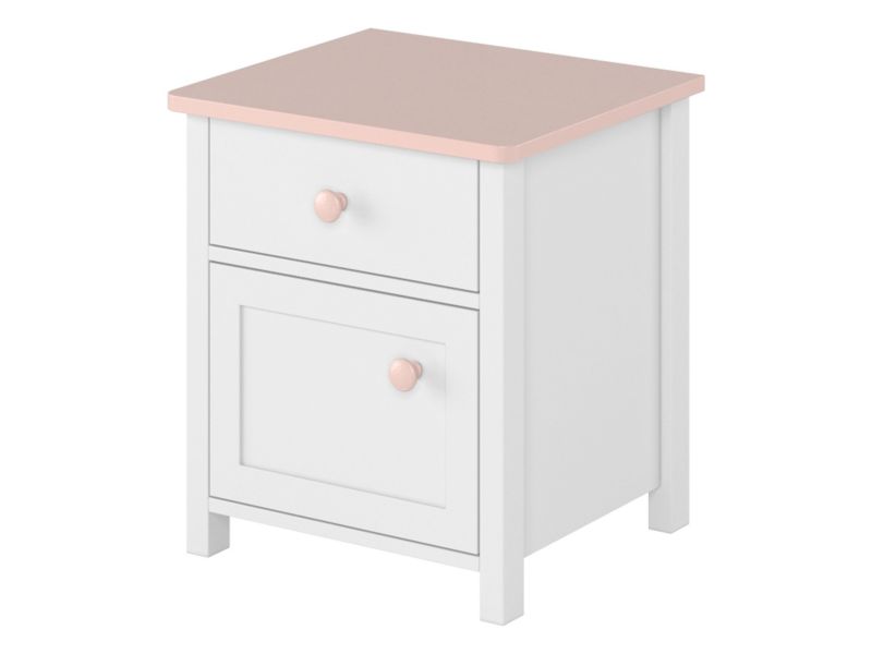 Szafka nocna MIRJAN 24 Luna LN-07 1D1S biały / róż 1 szt.