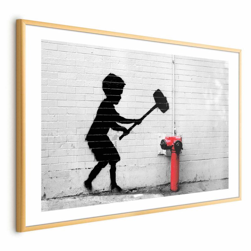 Plakat Artgeist Zniszczyć hydrant 30x21 cm z ramą złotą z marginesem 1 szt