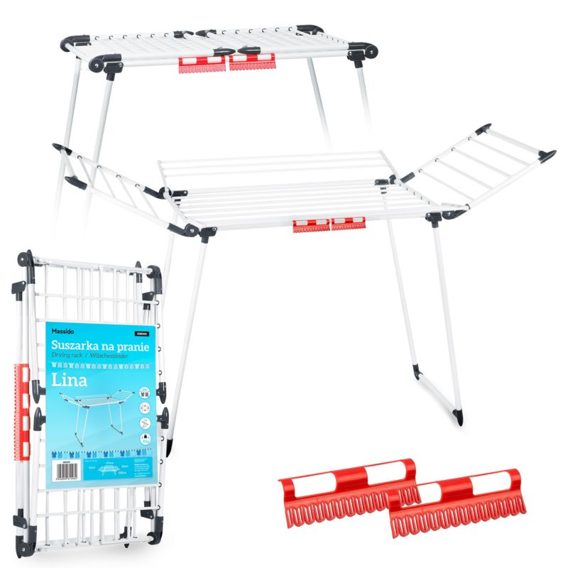 Suszarka na pranie Massido 22m stojąca do ubrań bielizny biała 1szt.