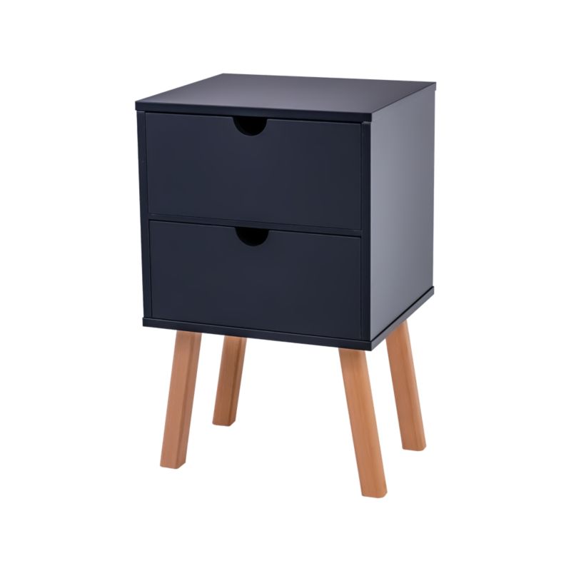 Stolik Nocny z Dwiema Szufladami POSNORD, Szafka Nocna z MDF i Drewna Bukowego Laminowany Korpus, 34,5x30x55,5 cm 1szt.