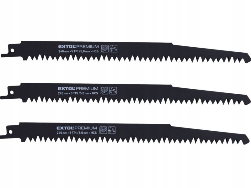 Brzeszczot do piły szablastej Extol premium drewno 240 mm 5TPI 3 szt
