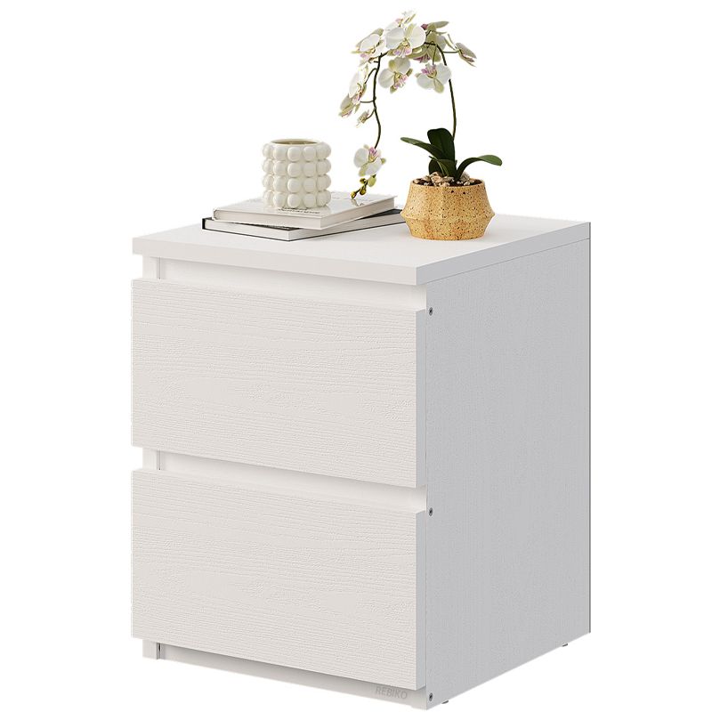 Szafka nocna Rebiko stolik do sypialni salonu 2 szuflady loft biały nowoczesny 1 szt.