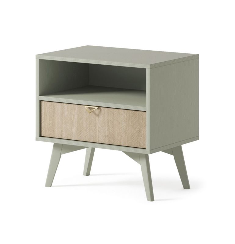 Szafka nocna Bettso Firr z szufladą do sypialni eukaliptus jodełka skandi 1szt.