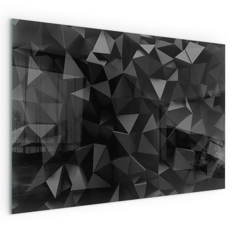 Szklana Podkładka Pod Kominek Prostokąt Wallfluent 60x40 cm Geometryczny wzór 3D 1 szt.