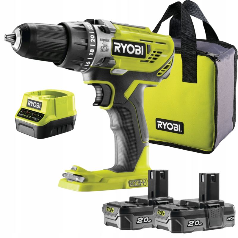 Zestaw Wiertarko-wkrętarka Udarowa RYOBI ONE+ R18PD3-220S 50Nm 2x2ah Ładowarka Torba 4 elementy 1 szt.
