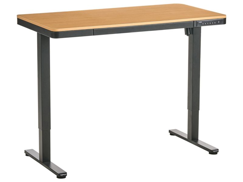 Biurko regulowane elektrycznie Penly Czarny/ jasny brąz 120 cm 60 cm Z portem USB 1 szt.