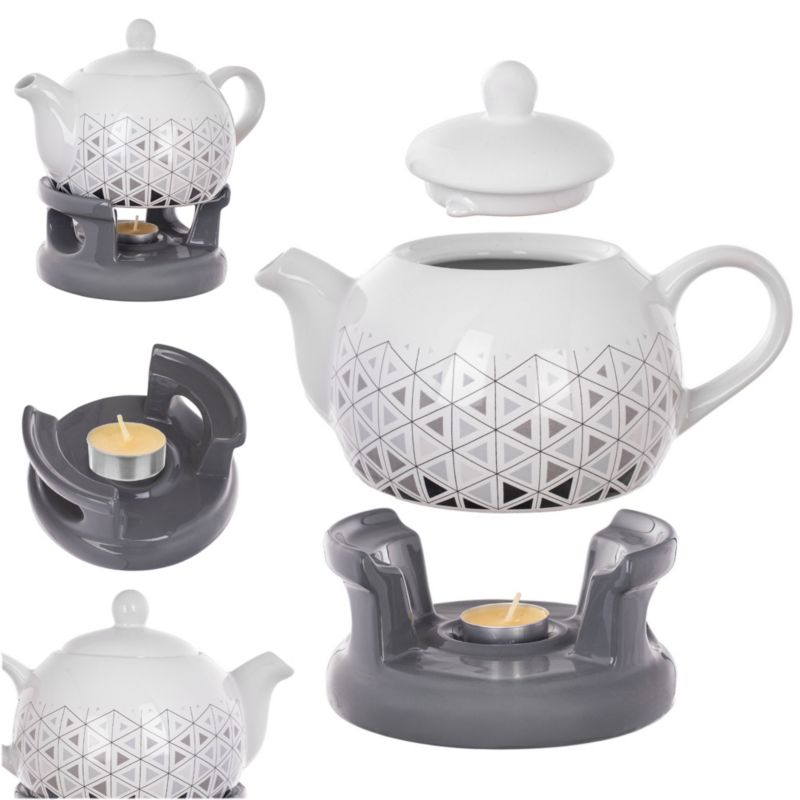 Dzbanek KADAX ceramiczny z podgrzewaczem 1L biało-szary 1 szt.