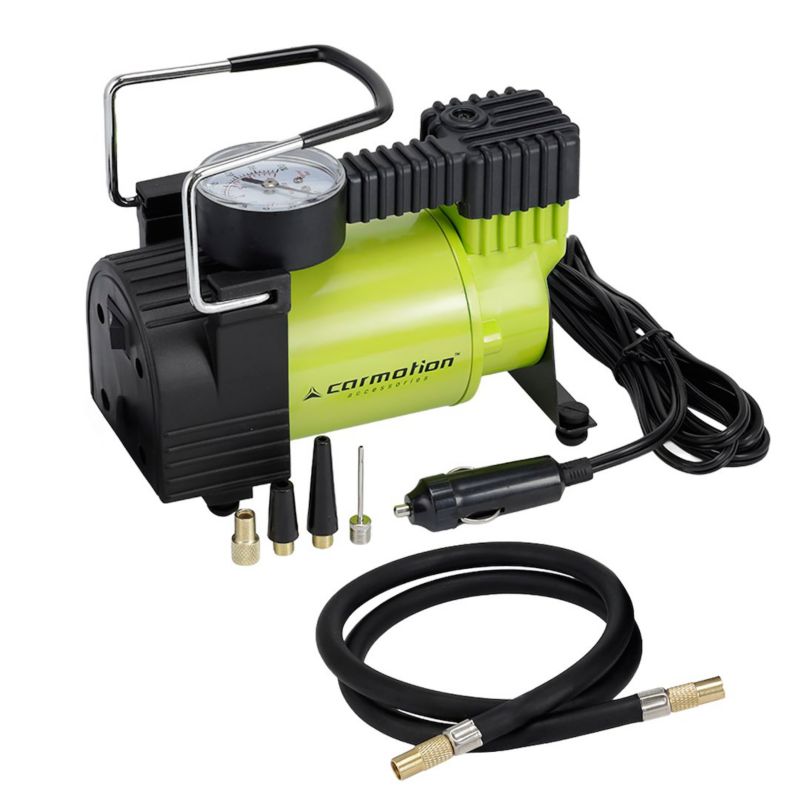 Kompresor powietrza tłokowy 12V, Carmotion, 7 BAR, 30L / min, analogowy ciśnieniomierz, 4 adaptery, 1 szt.