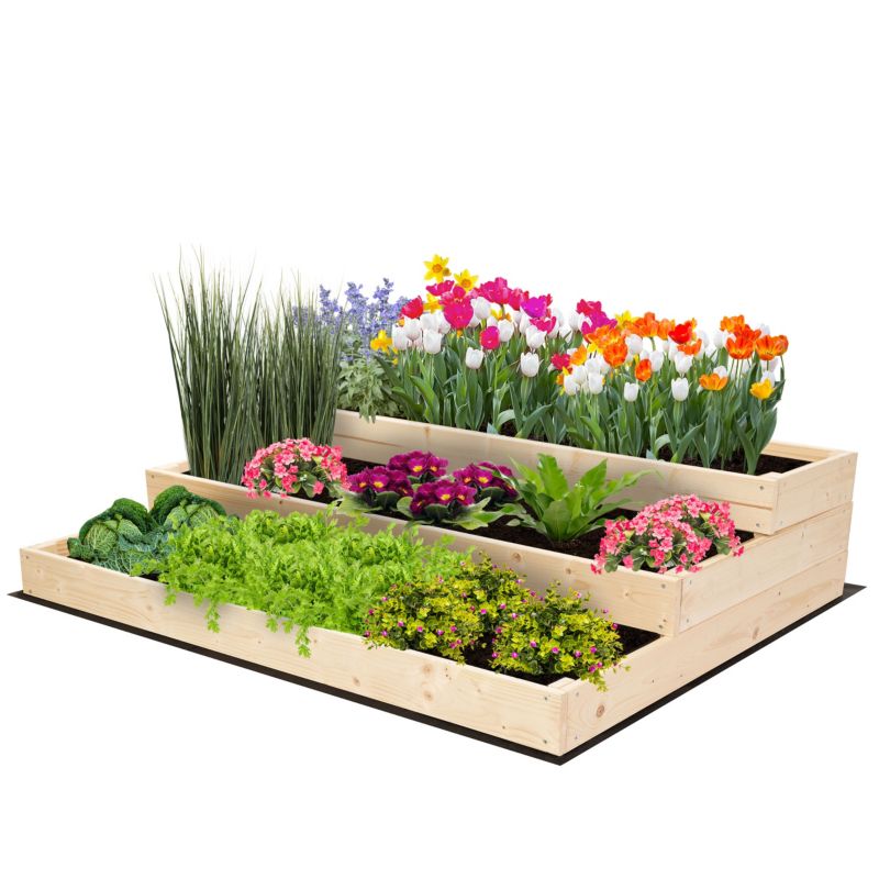 Skrzynia na warzywa MODO24 warzywnik wysoka szeroka impregnowana drewno 27x117x93 cm 1 szt.