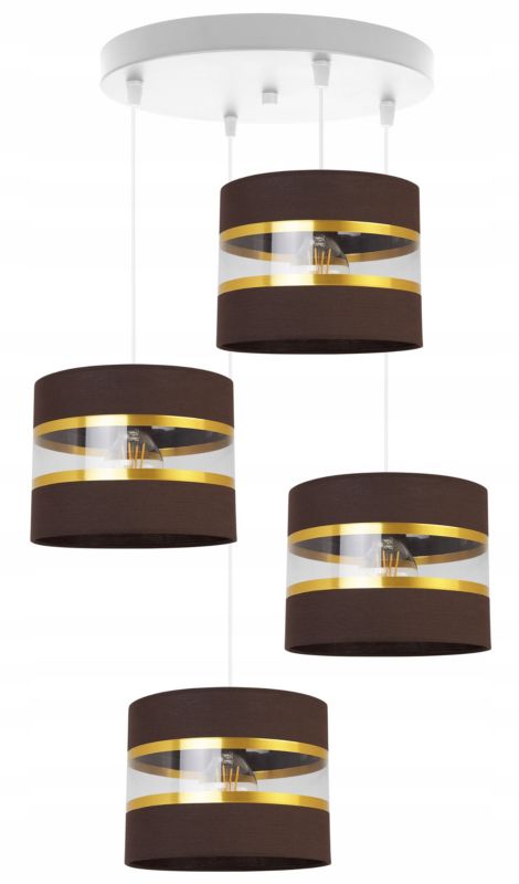 Lampa sufitowa wisząca Light Home LH Elegance Gold 4x E27 60W okrągły brązowy/biały 1szt.
