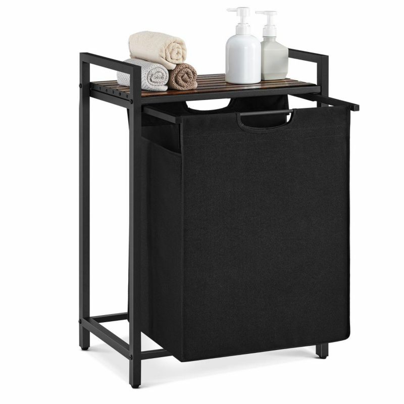 Kosz na pranie LOFT Songmics 65 l jednokomorowy czarny wysuwany 1 szt.