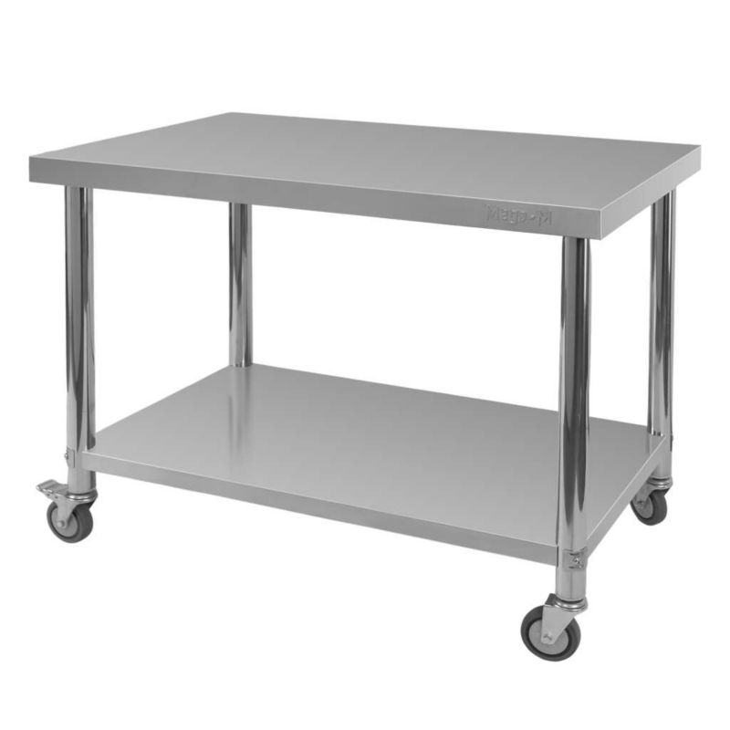 Stół Mega-M X Standard ze stali nierdzewnej centralny z półką na kółkach 120x60x85 cm 1szt.
