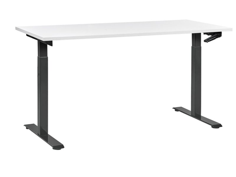 Biurko regulowane manualnie 160 x 72 cm biało-czarne Destines 1 szt.