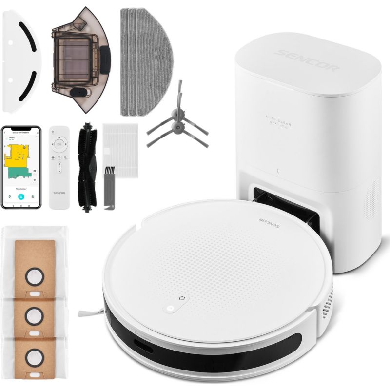 Robot Sprzątający Sencor SRV 7485WH Odkurzacz Lidar Moc Ssania 5000Pa Biały 1szt