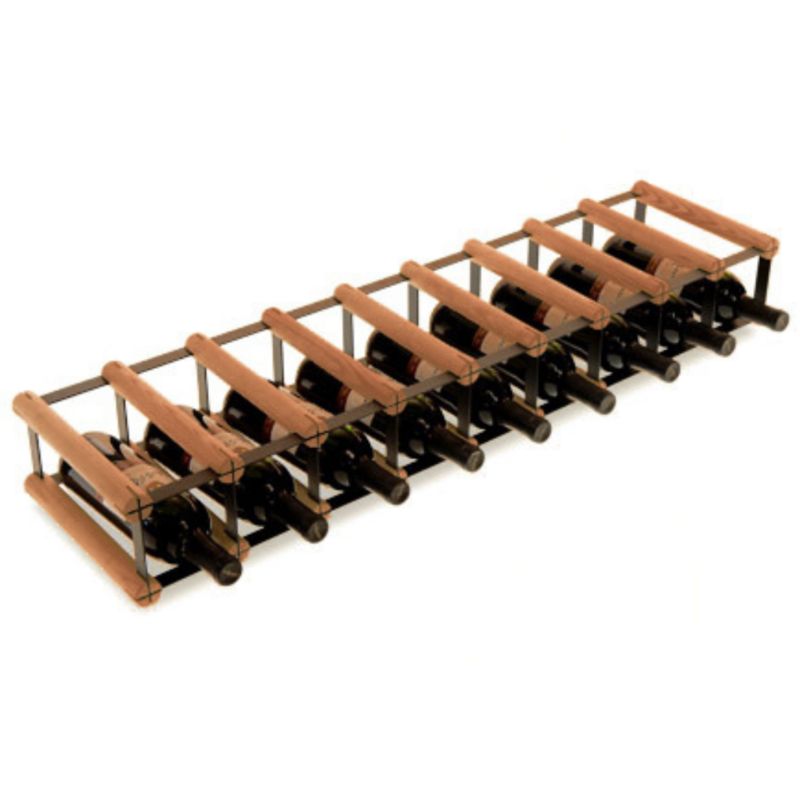 Stojak na wino MODO24 na butelki PET szafka wąski eko na 9 butelek czarny metal drewno brązowe 1 szt.