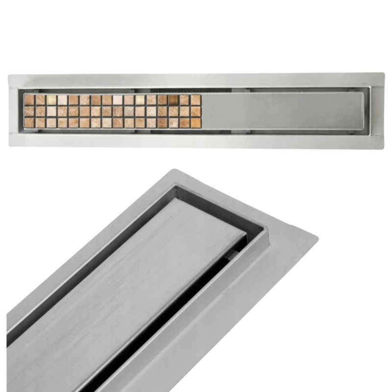 Odpływ liniowy podłogowy Estiva JUST LINE RD stal nierdzewna 600 mm niski syfon ruszt dwustronny 2w1 pod płytkę / stal 1 szt.