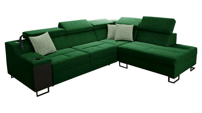 Narożnik z barkiem MIRJAN 24 Alicante VII prawy butelkowa zieleń + jasny zielony 1 szt.