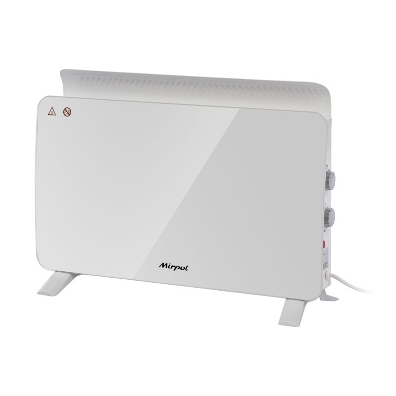Grzejnik Elektryczny Konwektorowy Mirpol 1500W Szklany z Regulacją Temperatury Biały 1 szt.