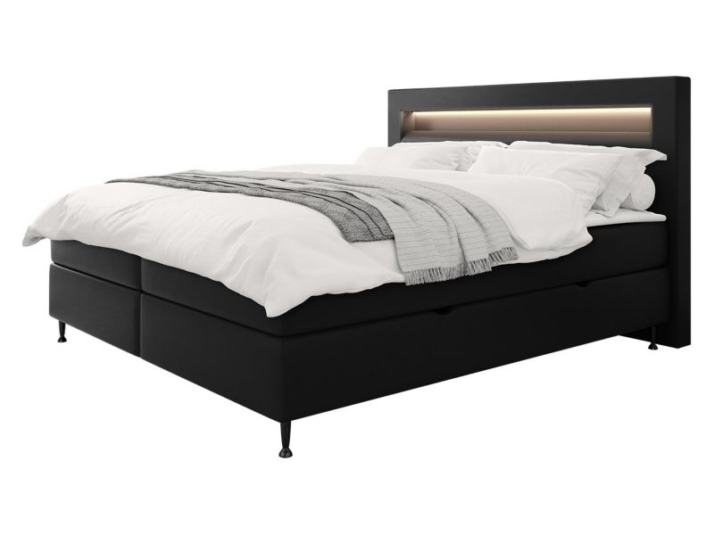 Łóżko kontynentalne MIRJAN 24 Ovo 180x200 czarna ekoskóra 1 szt.