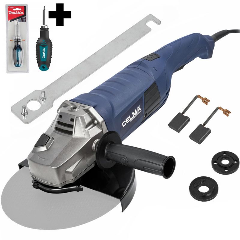 Zestaw Szlifierka kątowa CELMA Professional PRAg 230GEO 2500W 230mm + wkrętak MAKITA 1 szt.