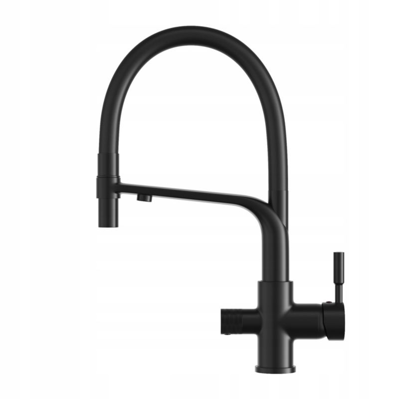 Bateria Kuchenna Trójdrożna Granitan Kran Do Filtra Wody Do Kuchni Malta Czarna 1 szt.