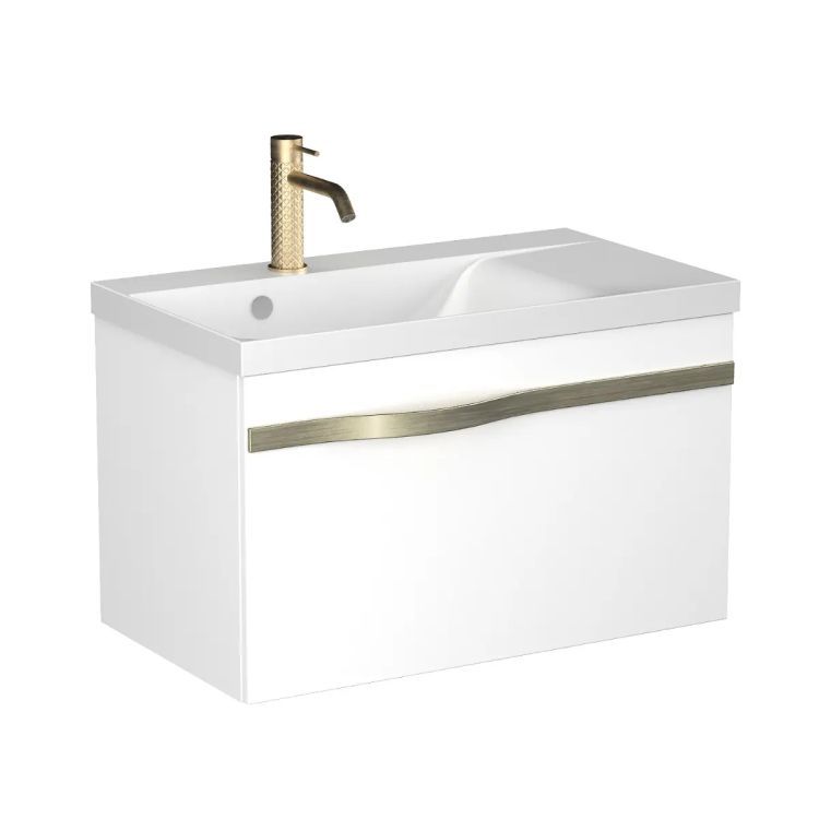 Szafka pod umywalkę KROFAM VOG 69 cm biały połysk z uchwytem stalowym bez umywalki 1 szt