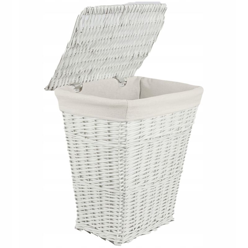 Kosz na pranie Rodeno wiklinowy biały 46l z pokrywą 1 szt.