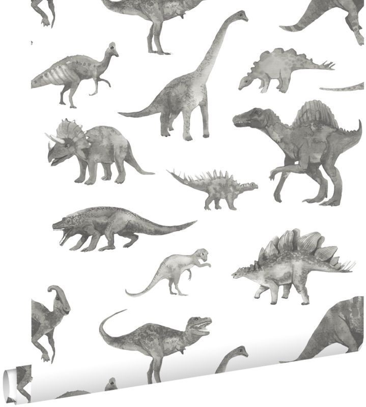 Tapeta ESTAhome dinozaury szarym 50 x 900 cm - 1 rol.