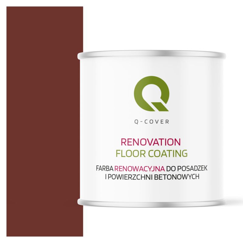 Farba Renowacyjna do Posadzek i Powierzchni Betonowych Q-Cover Wiśniowy RAL3009 Wysoki Połysk 2.5L