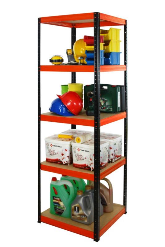Regał metalowy MODO24 magazynowy stojak czarno-pomarańczowy helios 180x40x40cm 5 półek po 175 kg 1 szt.