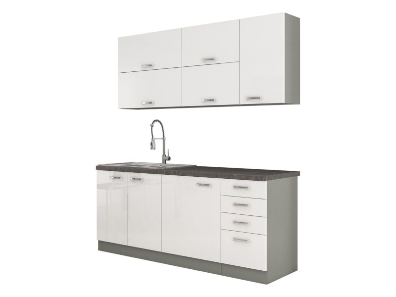 Meble kuchenne MIRJAN 24 Multiline III szary / biały połysk 1 kpl.