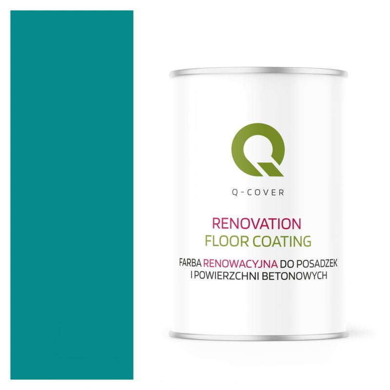 Farba Renowacyjna do Posadzek i Powierzchni Betonowych Q-Cover Niebieski Turkusowy RAL5018 Wysoki Połysk 1L