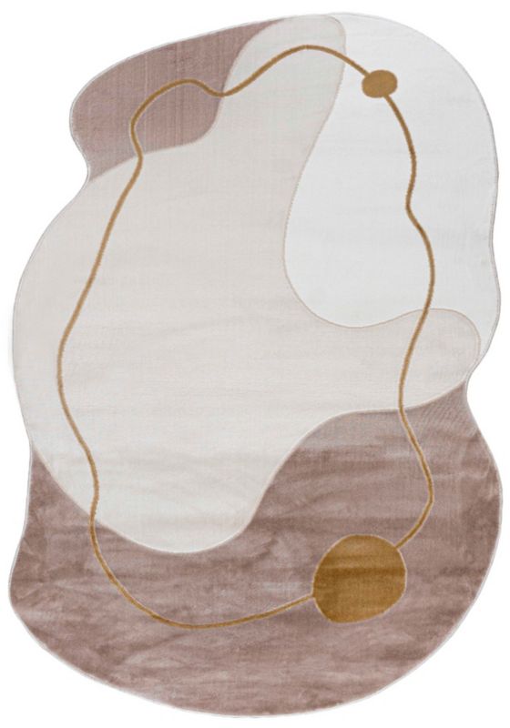 Dywan Dwustronny Wewnętrzny SILA LUX Owalny Mazovia 80 x 150 cm Beżowy Motyw Abstrakcyjny 1 szt.