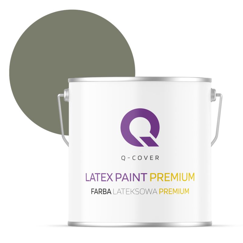 Farba Lateksowa Premium Plamoodporna do Ścian i Sufitów Q-Cover Khaki ciemny H1720 Głęboki Mat 5L