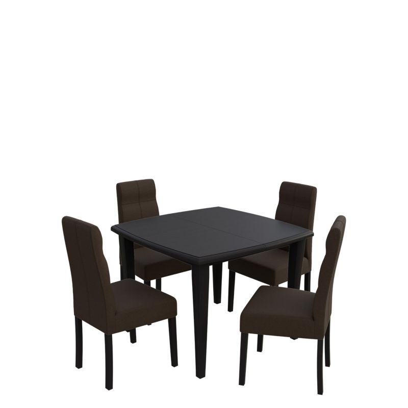 Zestaw RO34 MIRJAN 24 Stół rozkładany S30 100x100/250 + 4 krzesła K63 wenge + gorzka czekolada 1 kpl.
