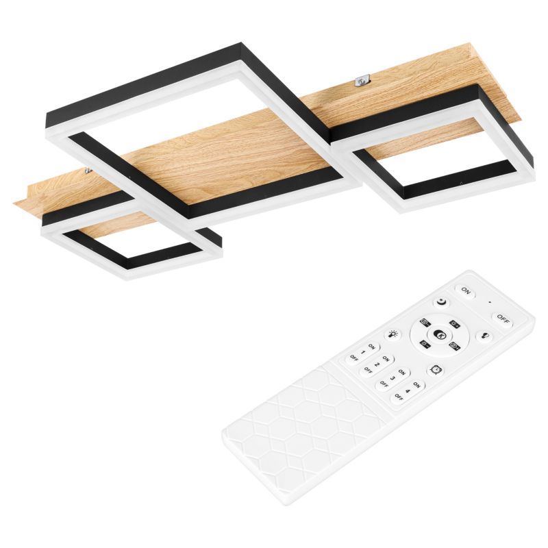 Żyrandol LED MasterLED Galaxis Livia 74x40 cm 70W lampa sufitowa z pilotem drewno czarny 1 szt.