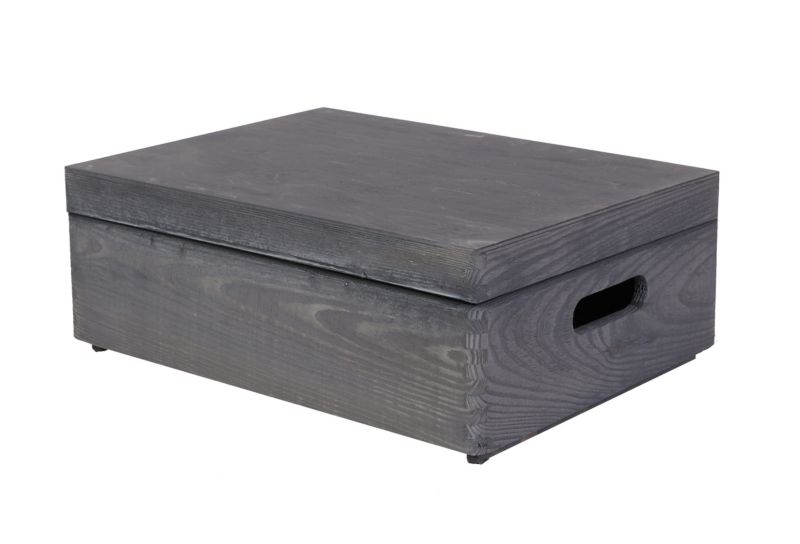 Skrzynka drewniana MODO24 do decoupage z wiekiem i uchwytami 40 x 30 cm szara 1 szt.