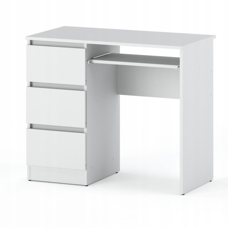Biurko Hit Stiv-Meble 3 Szuflady Biurko Komputerowe 90Cm Biały Mat 90X50X77 Cm 1 Szt.