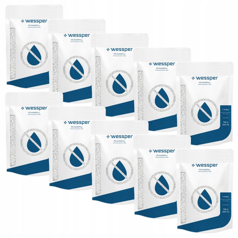 Pochłaniacz wilgoci, Wessper P3 HUMIFILL, osuszacz powietrza, jednorazowy, przeciwko wilgoci, 150g, 10szt