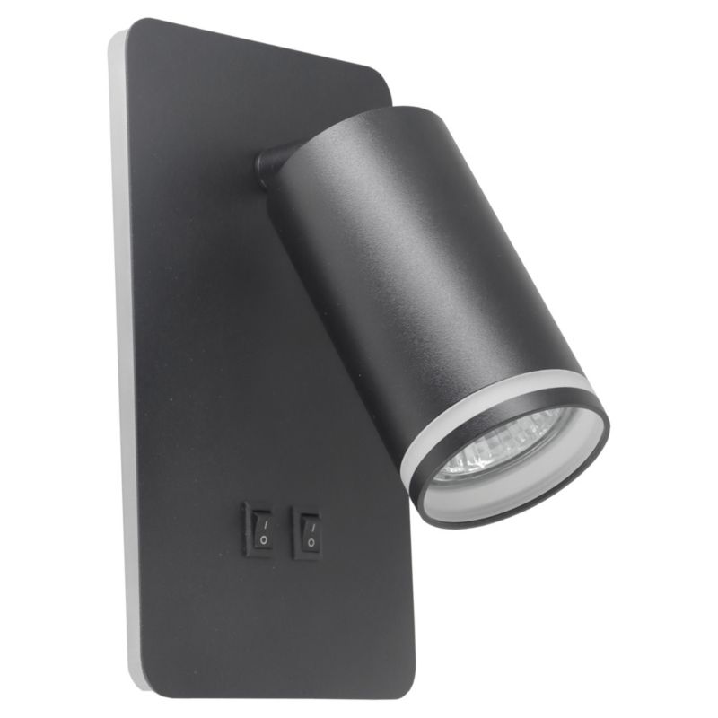 Kinkiet ścienny Polux Paris czarny z włącznikiem 2 x GU10 x 6W IP20 wym: 18,5 x 10,5 x 8,5 cm - 1 szt.