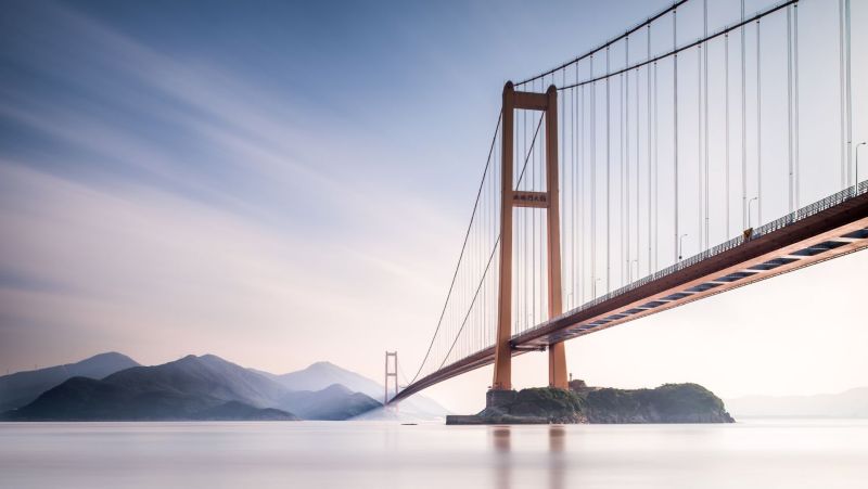 fototapeta Sanders & Sanders Most złotej bramy jasnoniebieskimIbeżowym 375 x 270 cm - 1 rol.