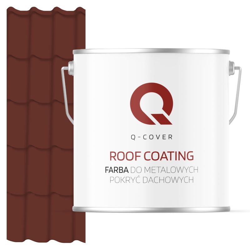 Farba do Metalowych Pokryć Dachowych Q-Cover Brązowo-czerwony RAL8012 Wysoki Połysk 5L