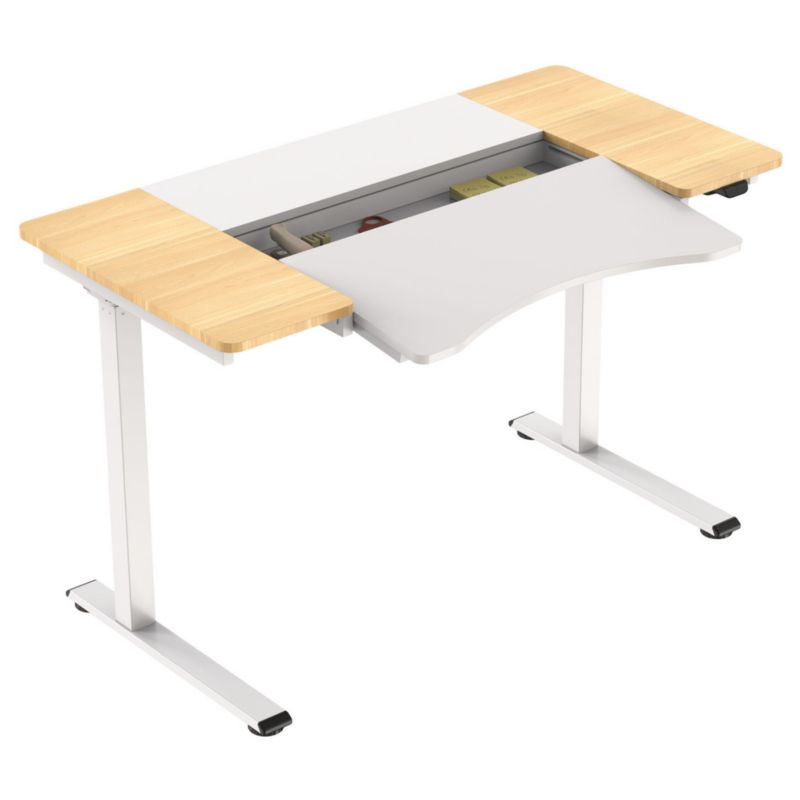 Biurko Elektryczne Mirpol 120 x 60 cm Regulowane Pochylny Blat Białe 1 szt.