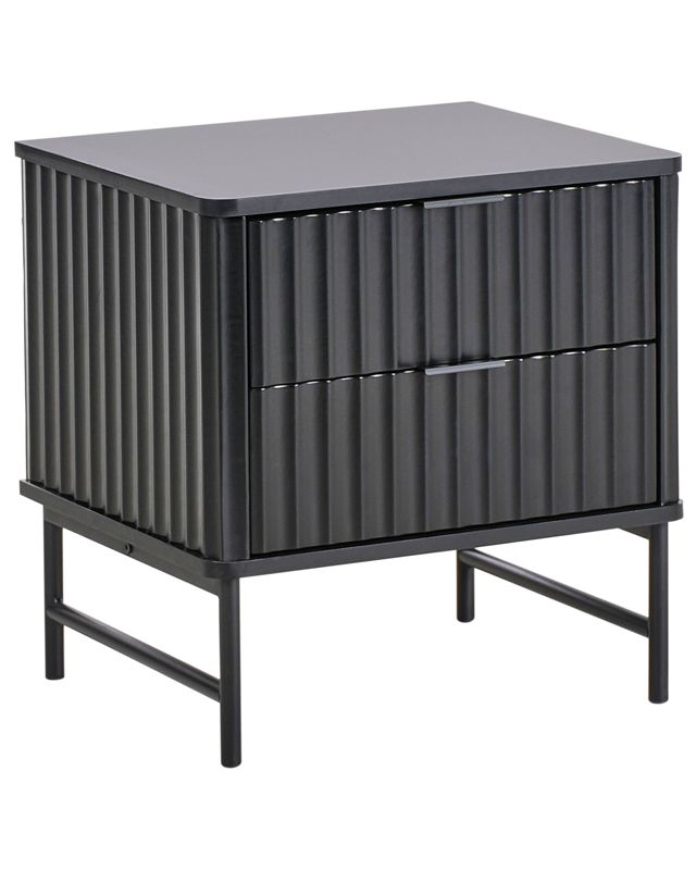 Szafka nocna 2 szuflady Glastonbury Czarny 1 szt.