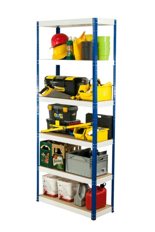 Regał metalowy MODO24 magazynowy stojak niebiesko-biały helios 196x110x45cm 6 półek po 175 kg 1 szt.